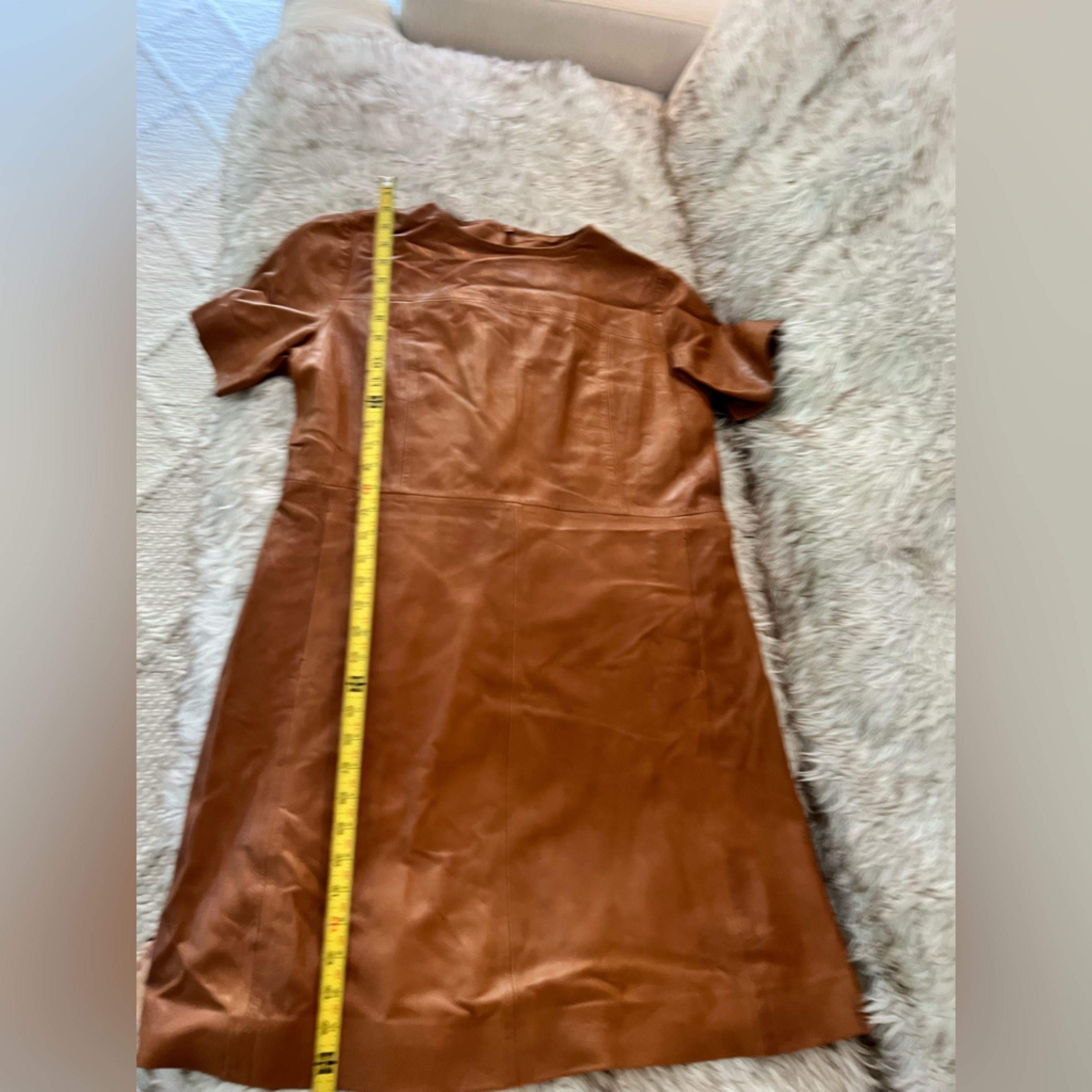 Bod And Christensen Camel Leather Short Sleeve Dress With Pockets!!